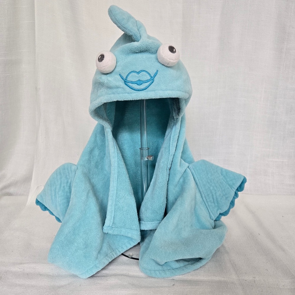 Pottery Barn Kids Hooded Towel Blue‎ Fish Character Beach Bath Pool Plush Animal